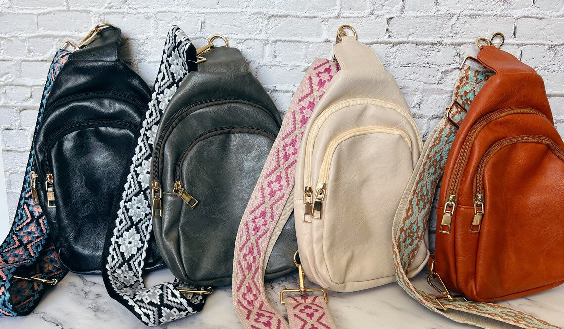 Vegan Leather Crossbody Sling Bag with Credit Card Slots