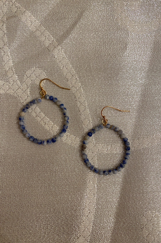Beaded Blue Hoops