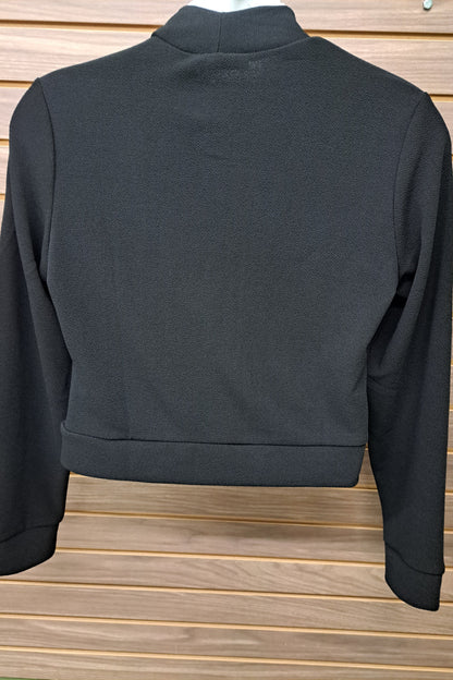 Black Open TextuRed Blazer