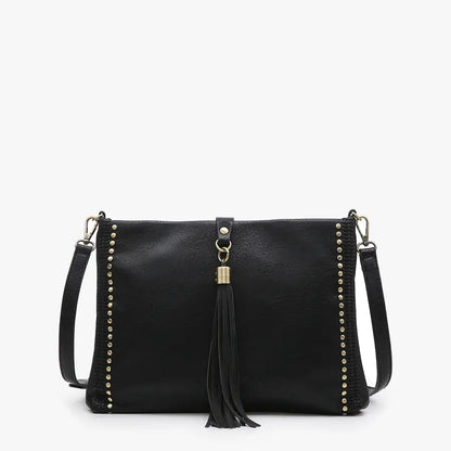 Jen & Co Black Marie Crossbody with Grommet Details