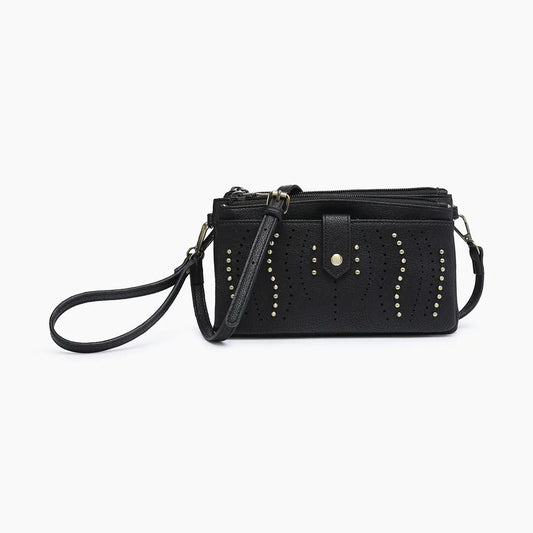 Black Jen & Co Ayra Studded Front Wallet/Clutch