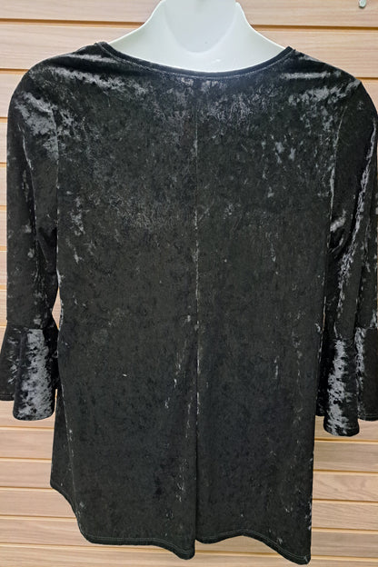 Blank Velour Cage Neck Bell Sleeve Top