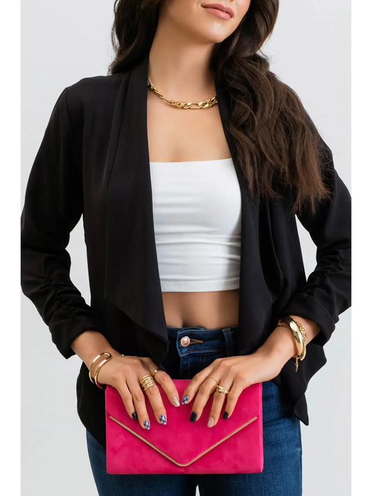 Rouched Sleeve Open Blazer