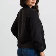 Rouched Sleeve Open Blazer