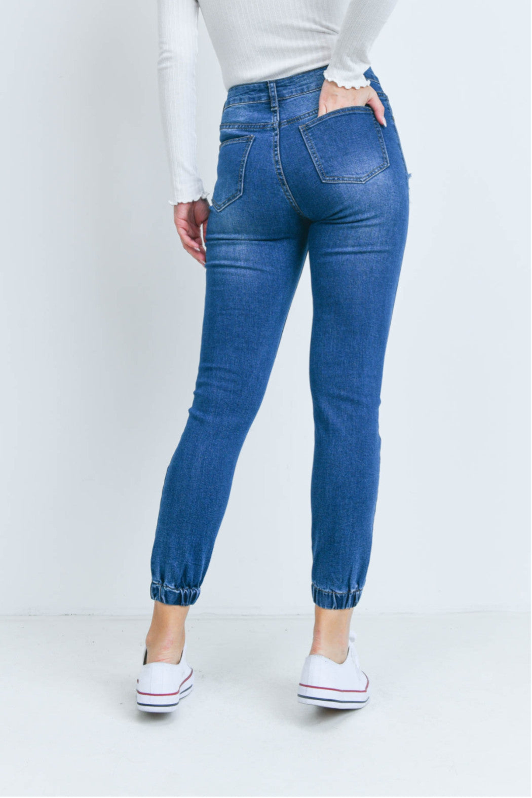 Distressed Cinched Ankle Jeans