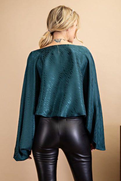 Boat Neck Top with Volume Sleeve