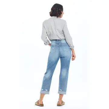 High Rise Ripped Boyfriend Jeans