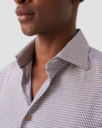Eton Houndstooth Print Signature Twill Shirt