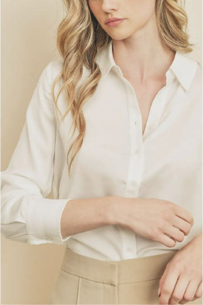 Button Down Satin Slim Shirt
