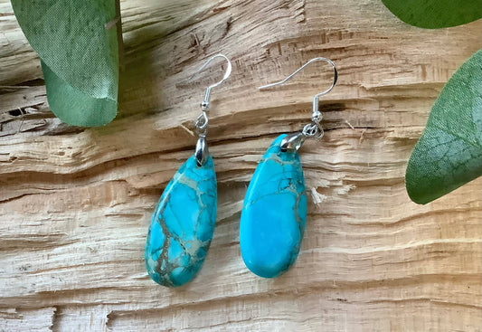 Earrings, dangle earrings, stone earrings: Lighter blue