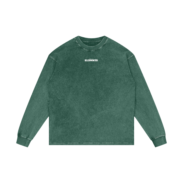 ESSNTIAL ELEMNTS Unisex 250G Acid Wash OS LS Tee