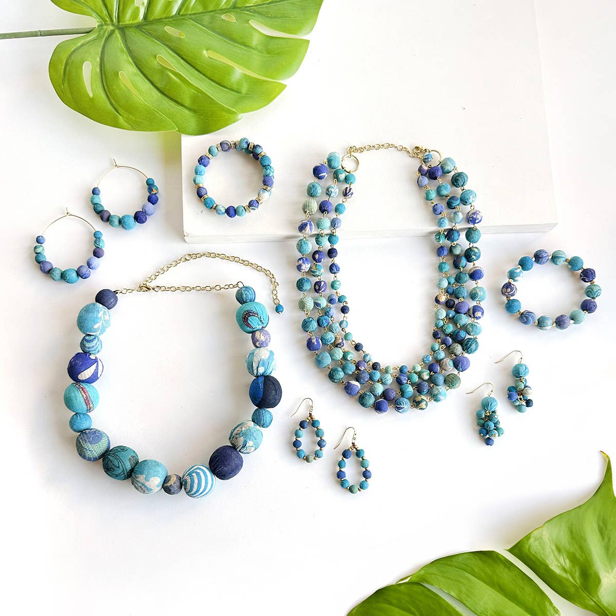 Kantha Azure Bauble Necklace