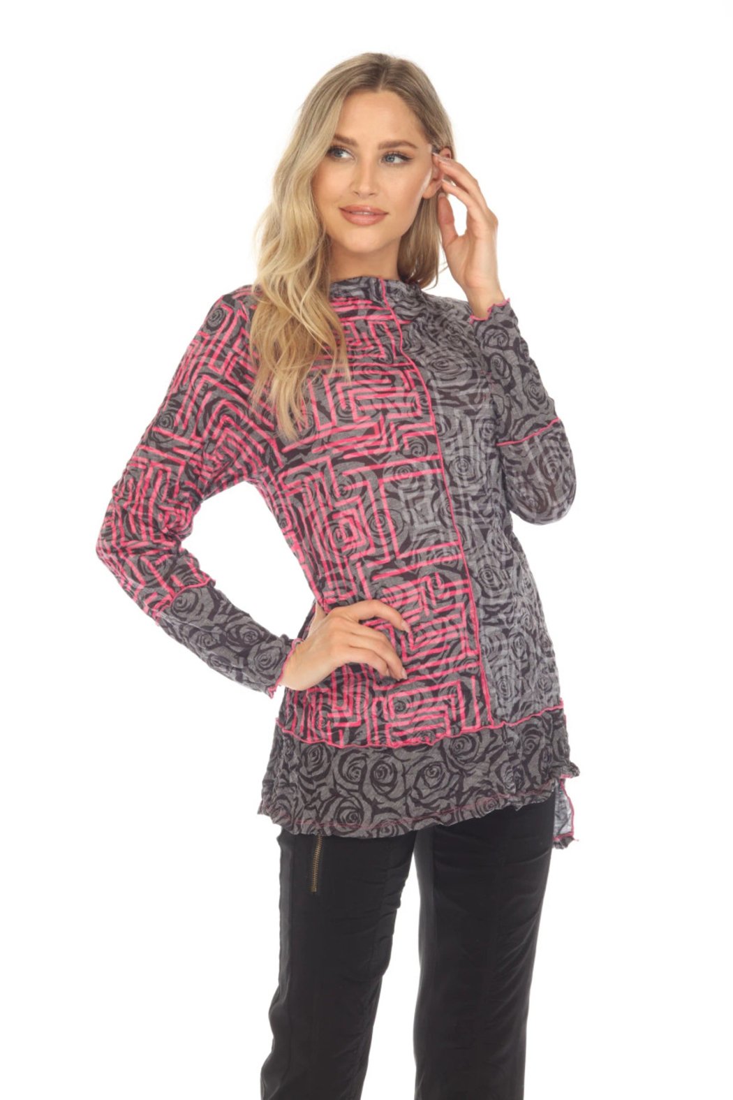Rose Puzzle Crinkle Top