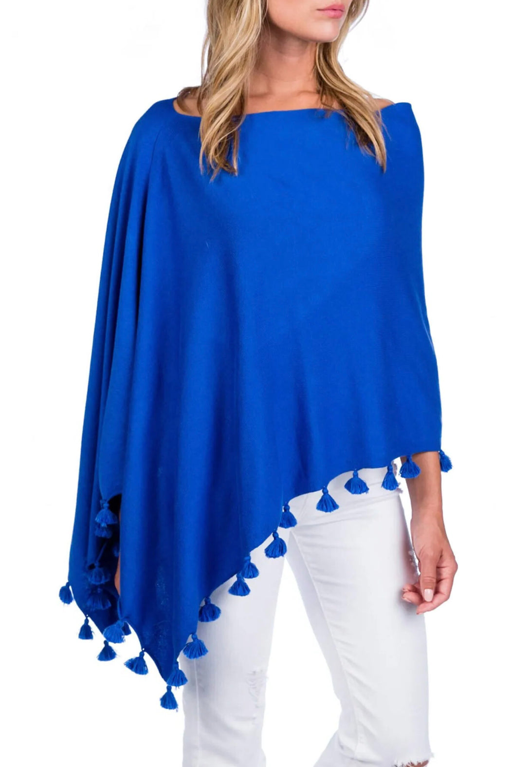 Cashmere Blend Tassel Trim Topper Poncho