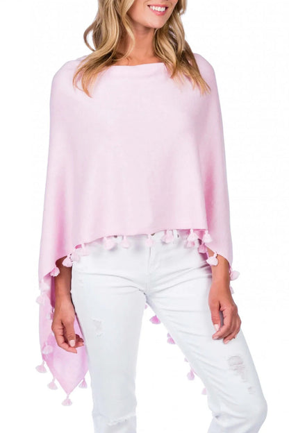 Cashmere Blend Tassel Trim Topper Poncho