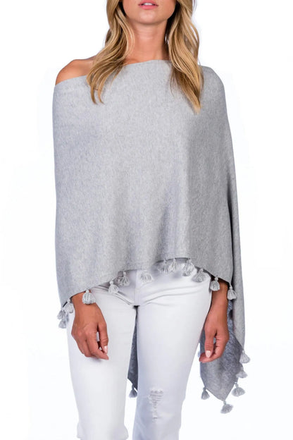 Cashmere Blend Tassel Trim Topper Poncho