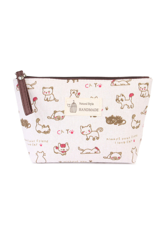 CAT LOVER Canvas Cosmetic Pouch