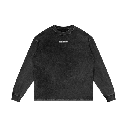 ESSNTIAL ELEMNTS Unisex 250G Acid Wash OS LS Tee