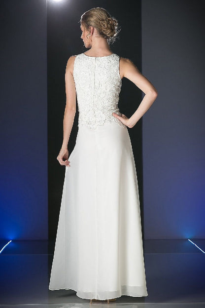 Champagne Lace Top Long Formal Dress