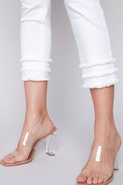 White Frayed Hem Jeans