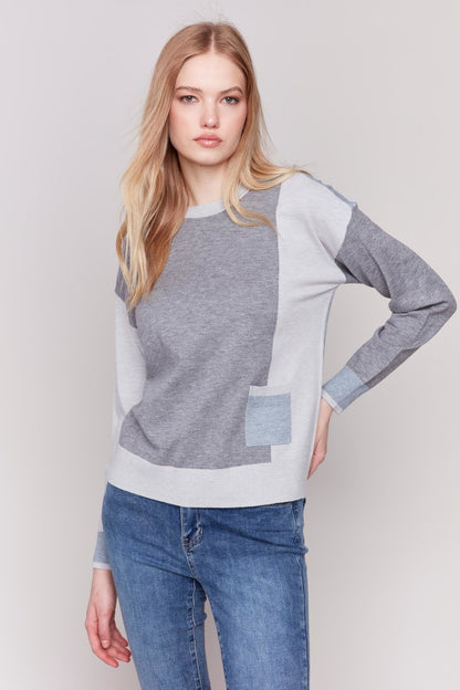 Grey Color Block Sweater