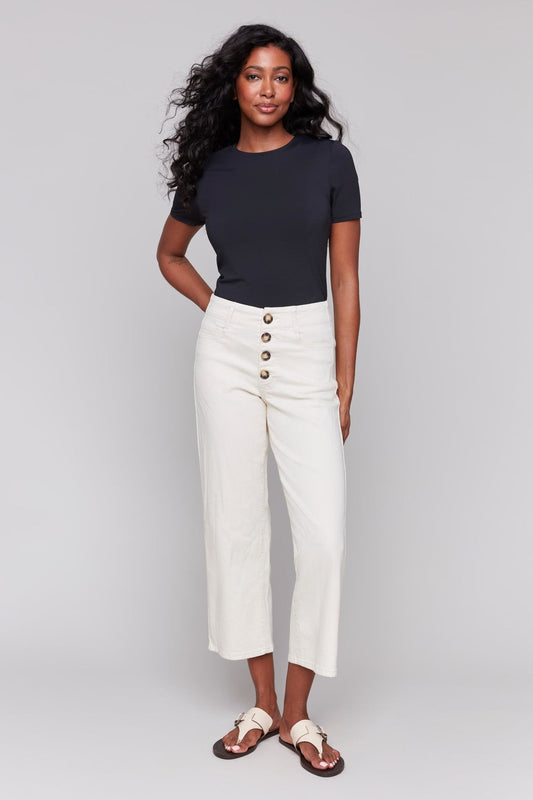 Natural Button Crop Pant