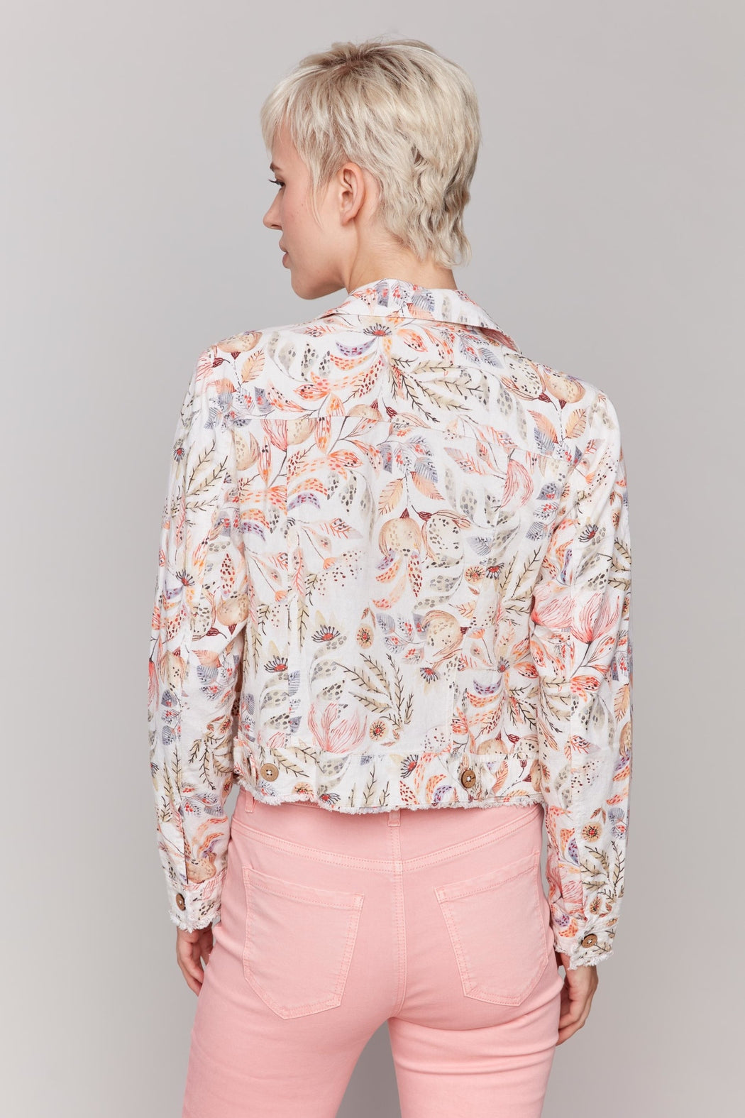 Tropical Fray Hem Jacket