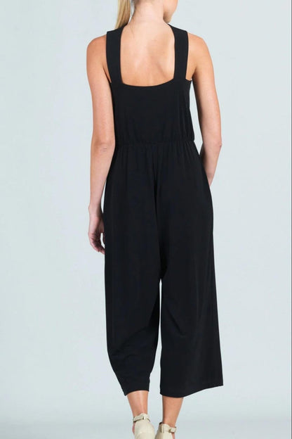 Cross-Front Cropped Jumpsuit