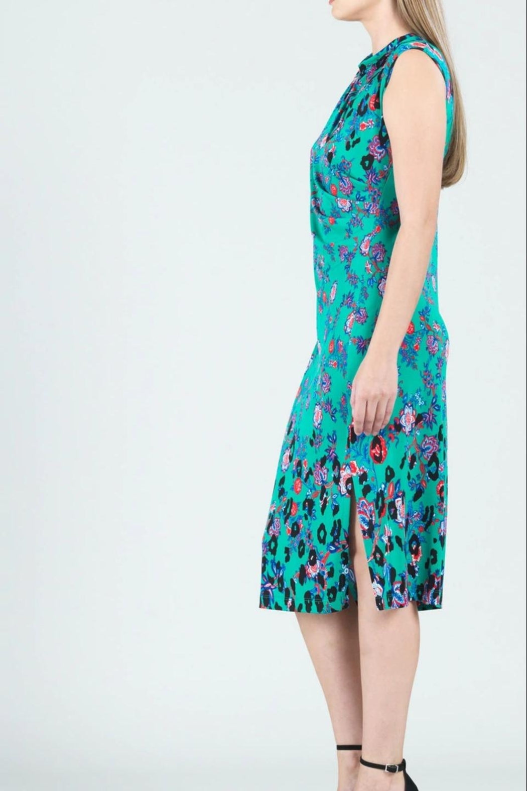 Floral- Animal Print Ruched-Dress