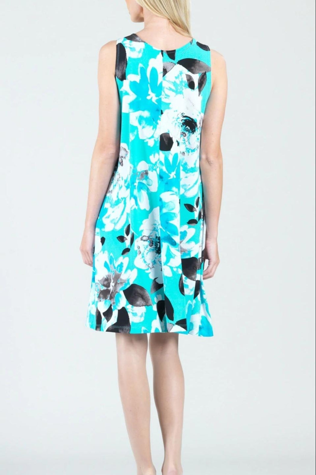 Floral-Print Jewel-Neck Swing-Dress