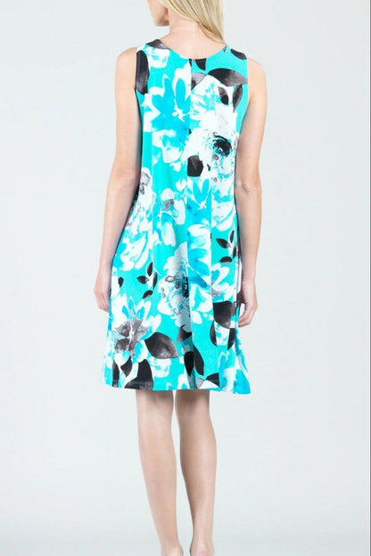 Floral-Print Jewel-Neck Swing-Dress