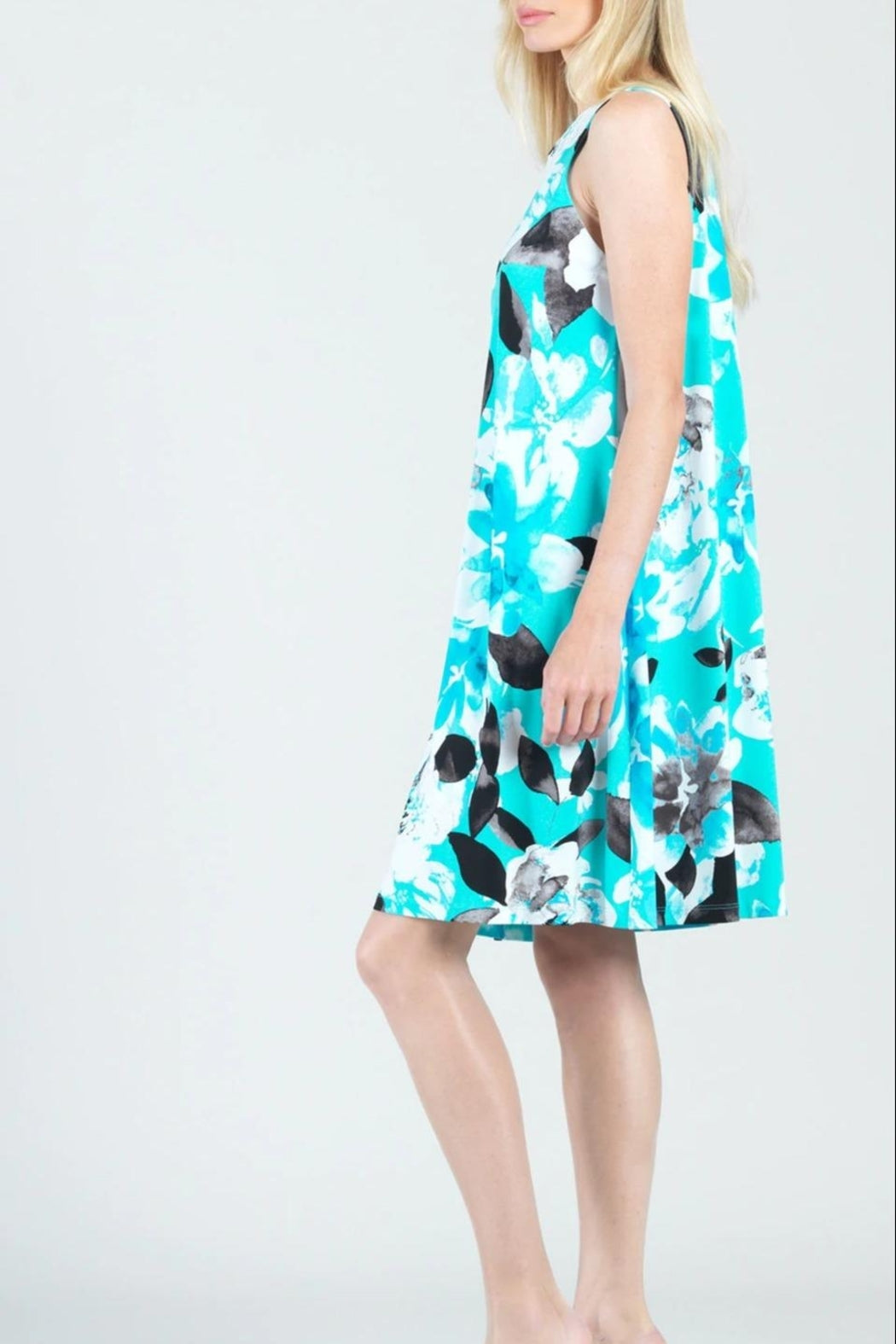 Floral-Print Jewel-Neck Swing-Dress