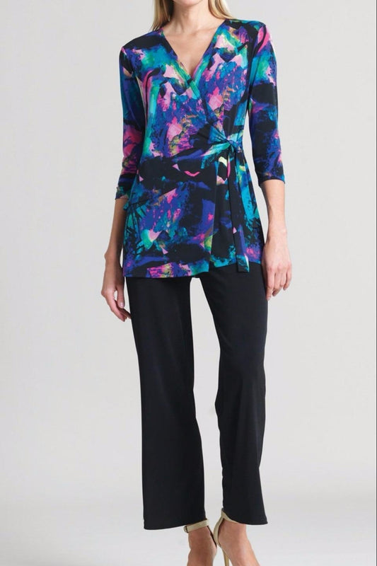 Neon-Splash Side-Tie V-Tunic