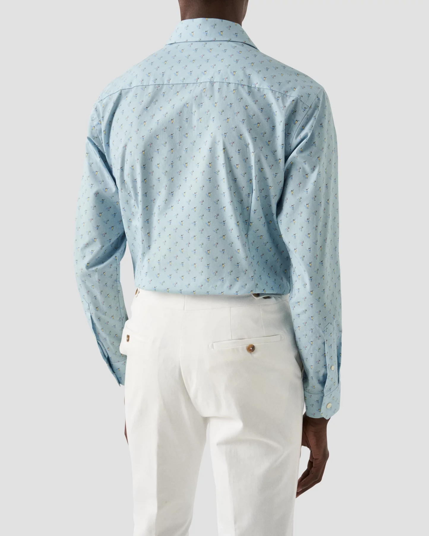 Eton Slim Fit Blue Dress Shirt with Cocktail Print