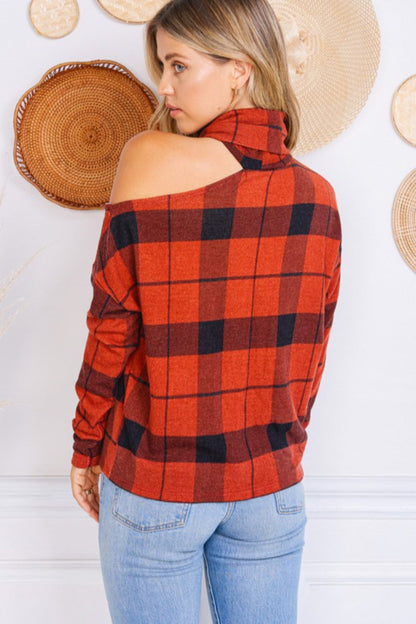 Cold Shoulder Buffalo Print Top