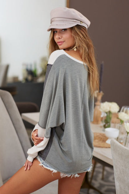 Color Block VNeck Top