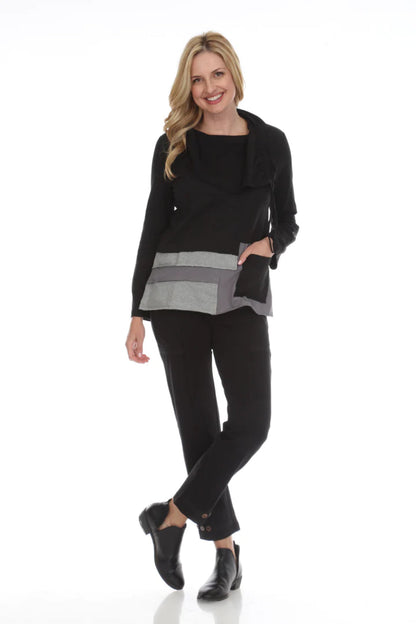 Colorblock Cowl Neck Top