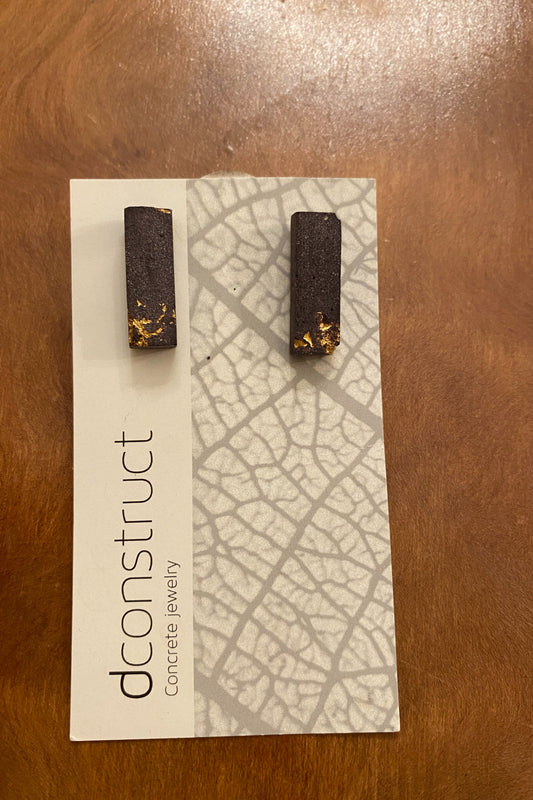 Concrete w/ Gold Stud Earrings