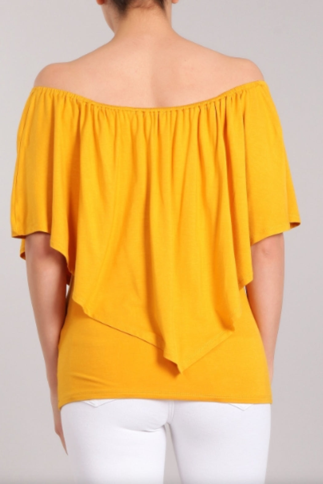 Convertible Neckline Top - Mustard Yellow