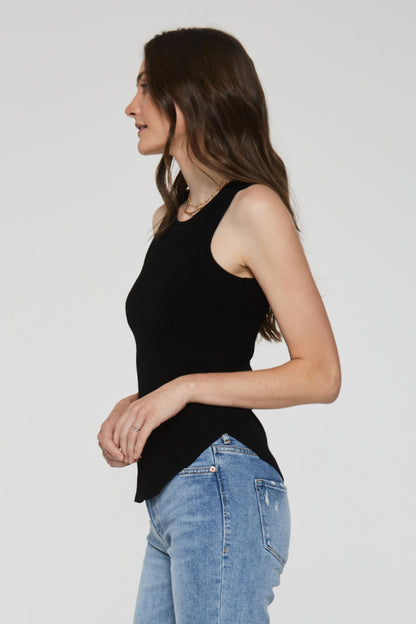 Cora High Neck Ribbed Tank