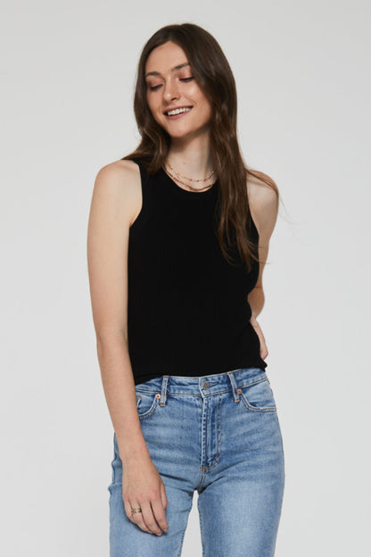 Cora High Neck Ribbed Tank