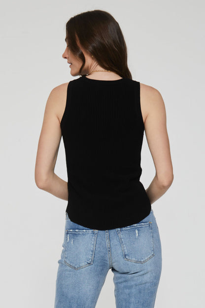 Cora High Neck Ribbed Tank