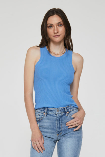 Cora High Neck Ribbed Tank