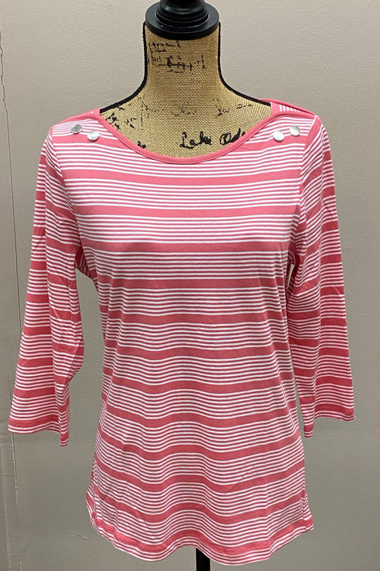 Coral and white top