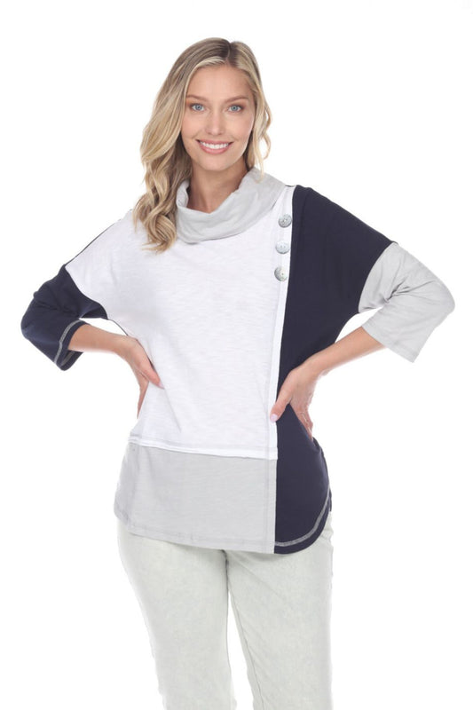 Cowl Neck Color Block top