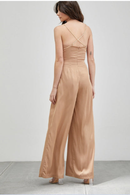 COWL NECK TRIM DETAIL JUMPSUIT