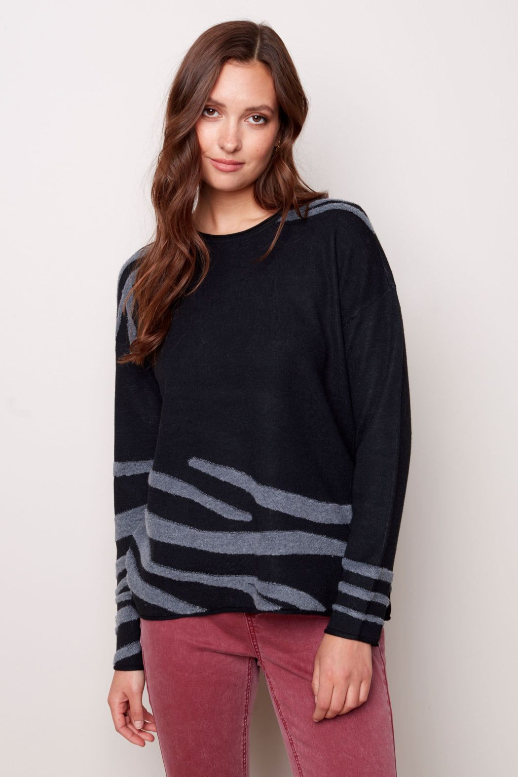 Crew Neck Zebra Sweater