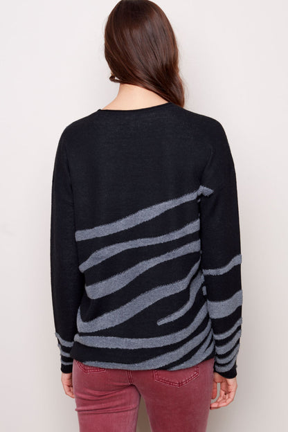 Crew Neck Zebra Sweater