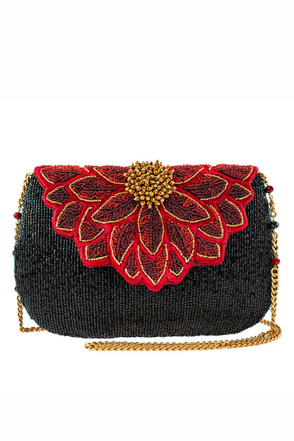 Crimson Bloom Crossbody Handbag