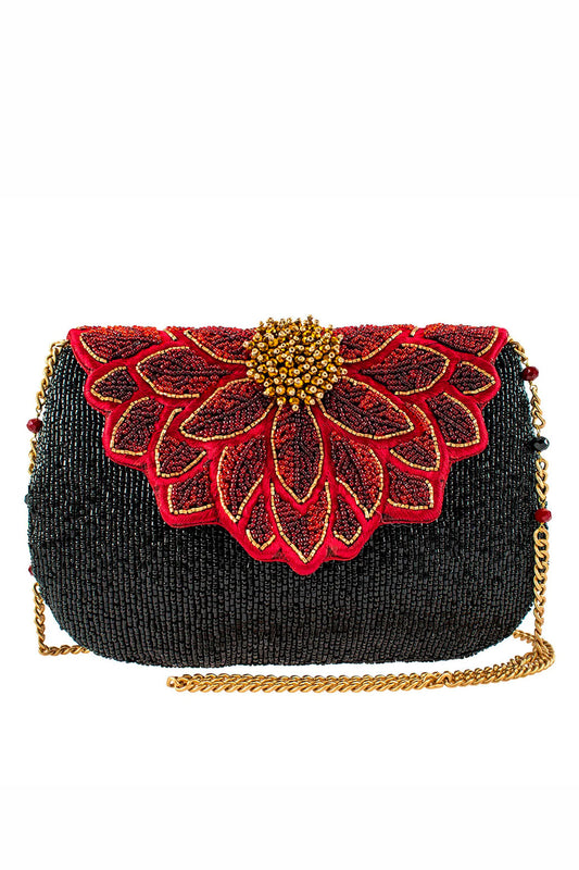 Crimson Bloom Crossbody Handbag